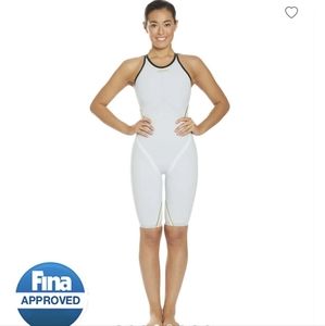 FINIS Women's Rival 2.0 Open Back Tech Suit in Olivia (White), sz 22 - WORN 2x!!